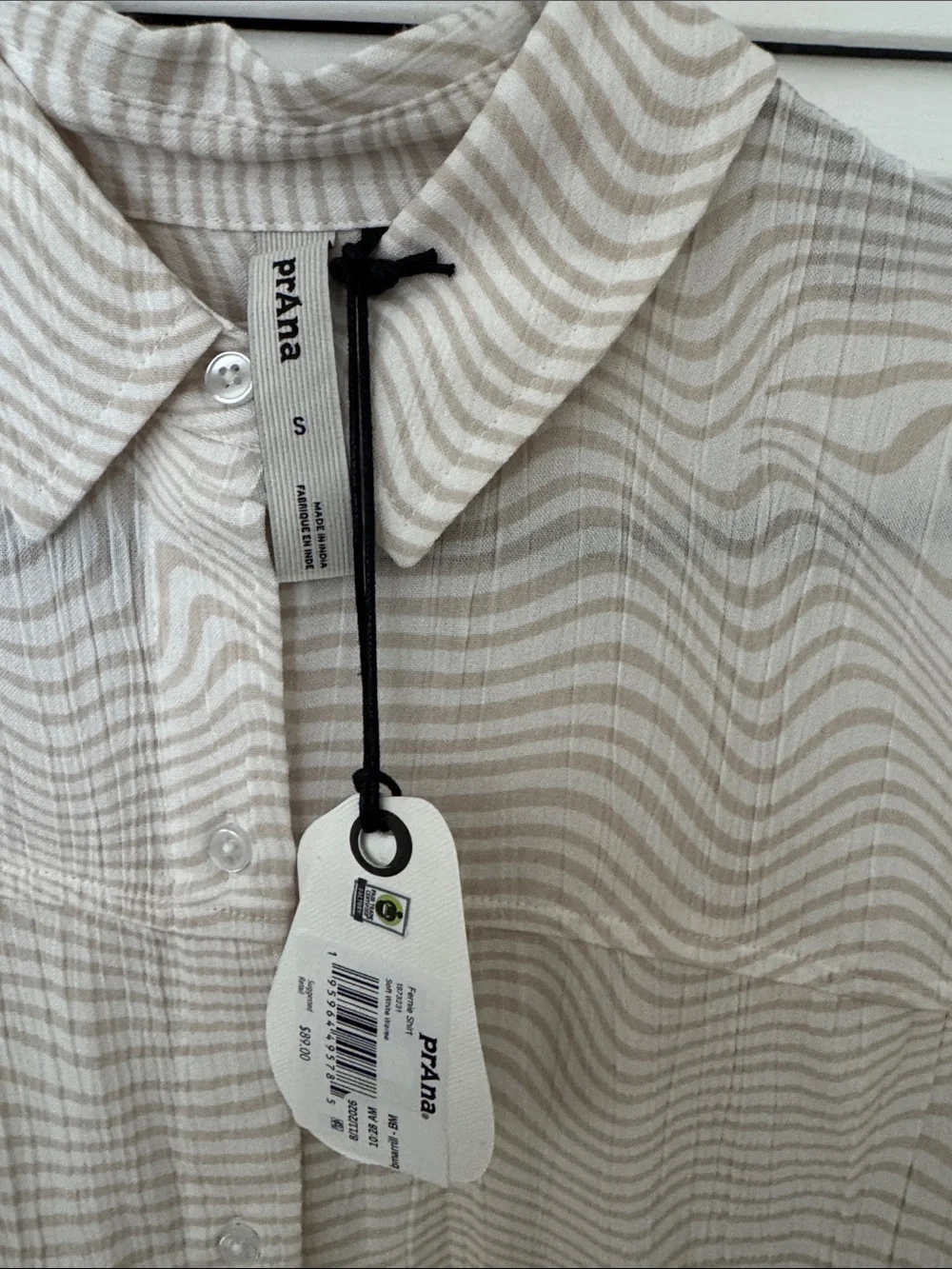 NWT prANa Fernie ($89 RET) Light Beige Women’s Long-Sleeve Coverup, Small